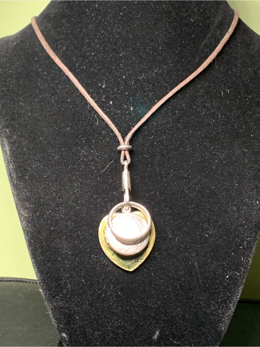 Handcrafted Leather Cord Necklace with Silver-Tone Pendants